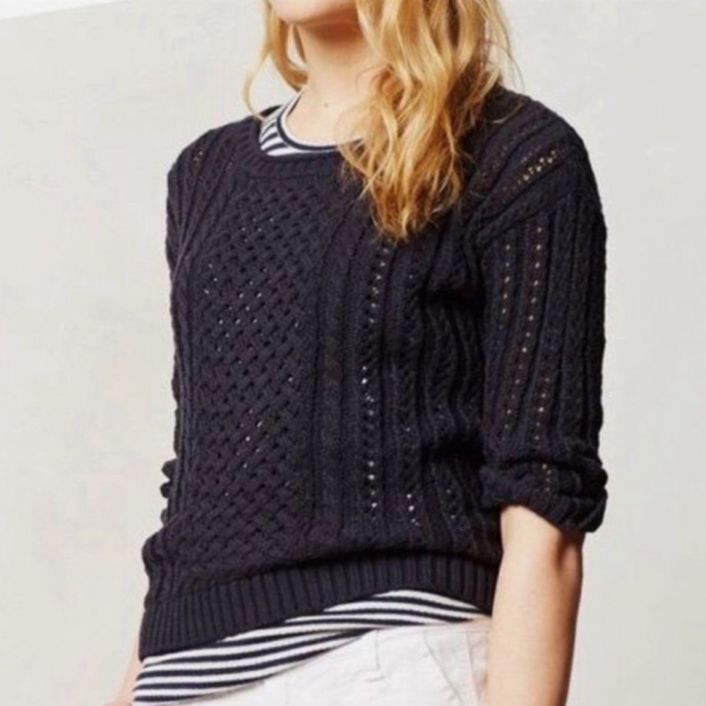 Anthropologie Moth Blue Knit Sweater